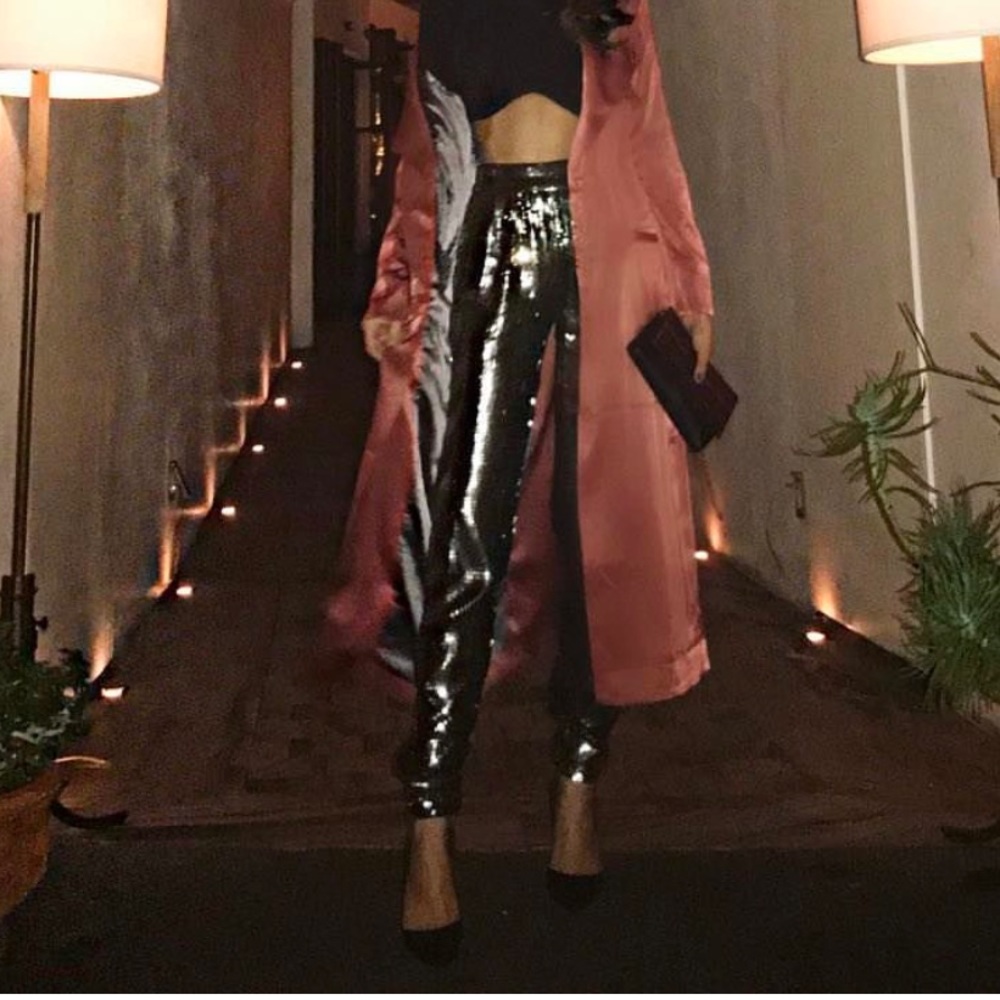 Alice and Olivia Silver Sparkle Pants